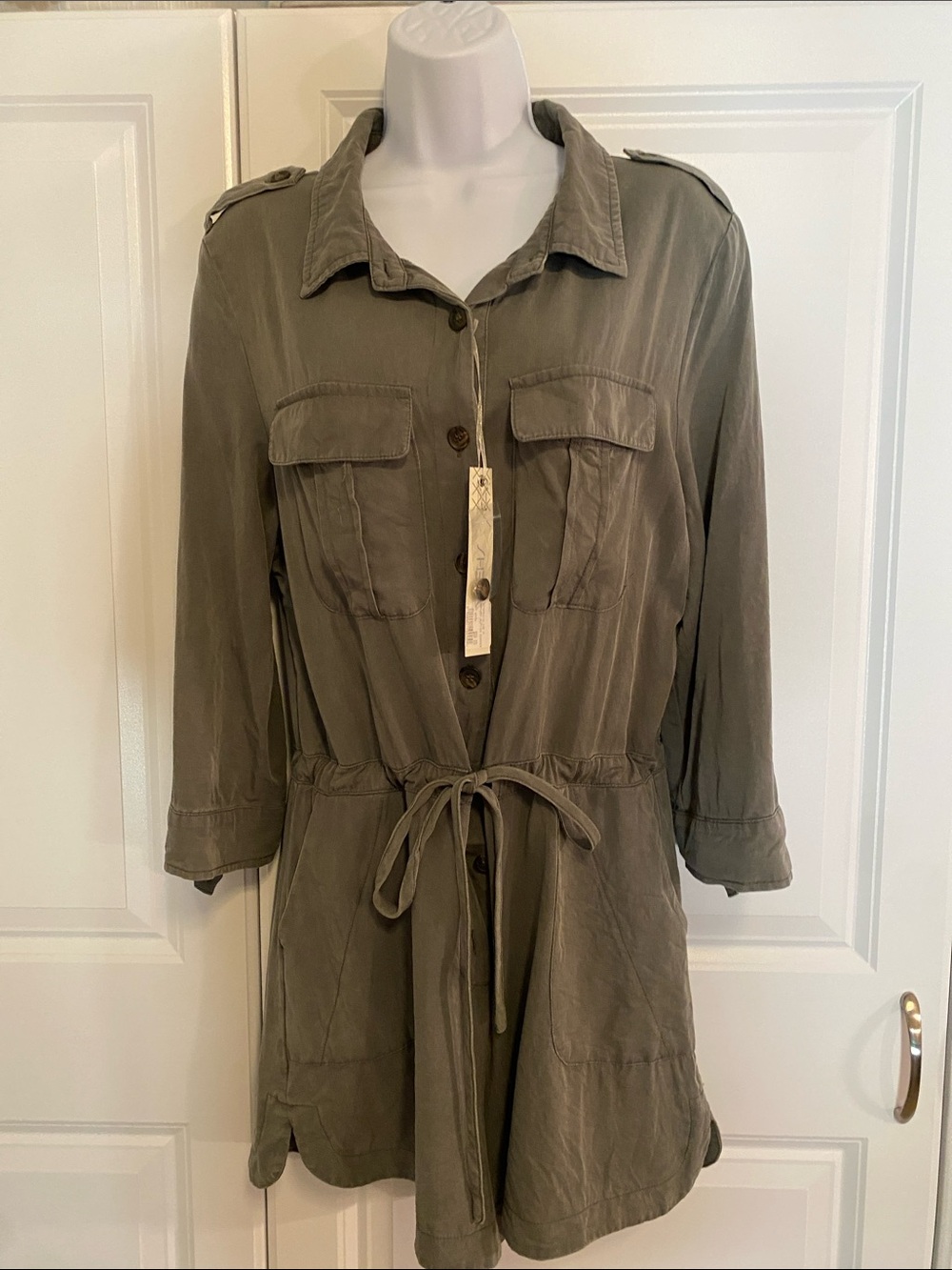 She + Sky Olive Green Utility Drawstring Romper